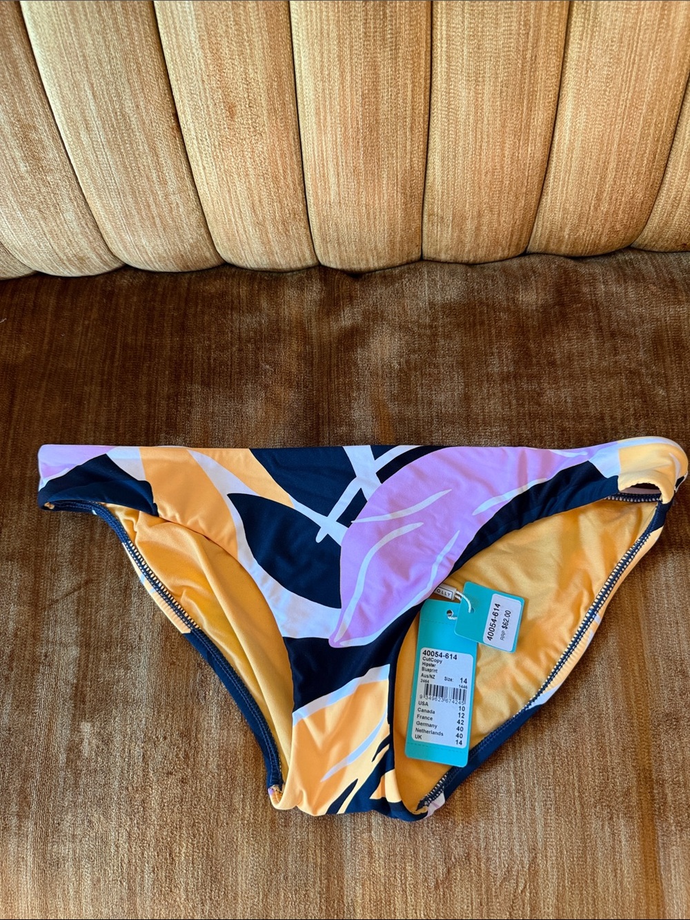 Seafolly Yellow, Navy & Lavender Floral Bikini Bottom